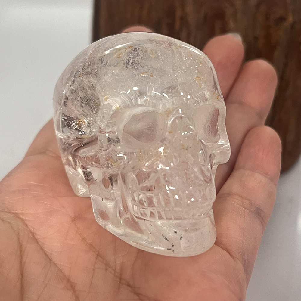Crâne en cristal de quartz clair de 5 cm – Mini crâne en cristal