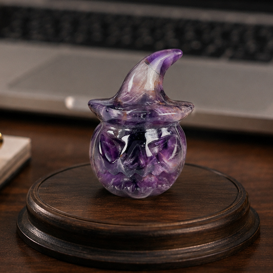 2" Dream Amethyst Pumpkin Crystal Skull - Paterrn A