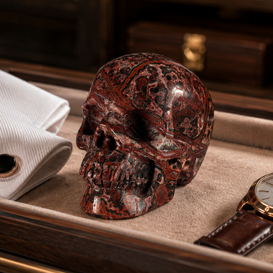 3" Red Leopard Skin Jasper Crystal Skull - Pattern B