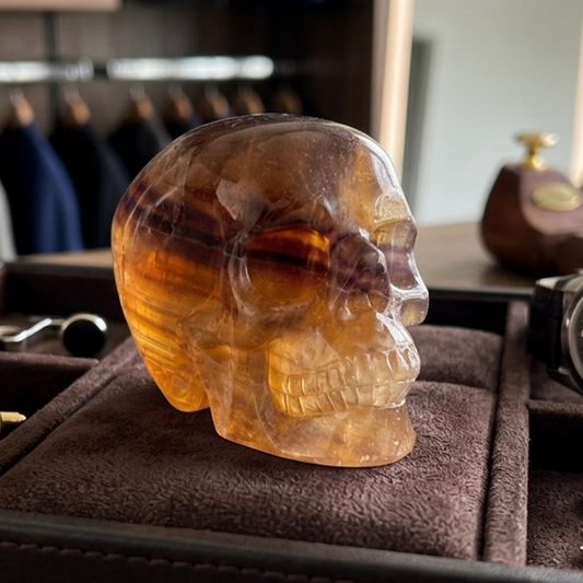 3 Inch Fluorite Crystal Skull – Hand Carved Natural Stone