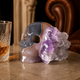 3 inch Amethyst Cluster Half Face Crystal Skull-Hand Ceved Natrual Crystal