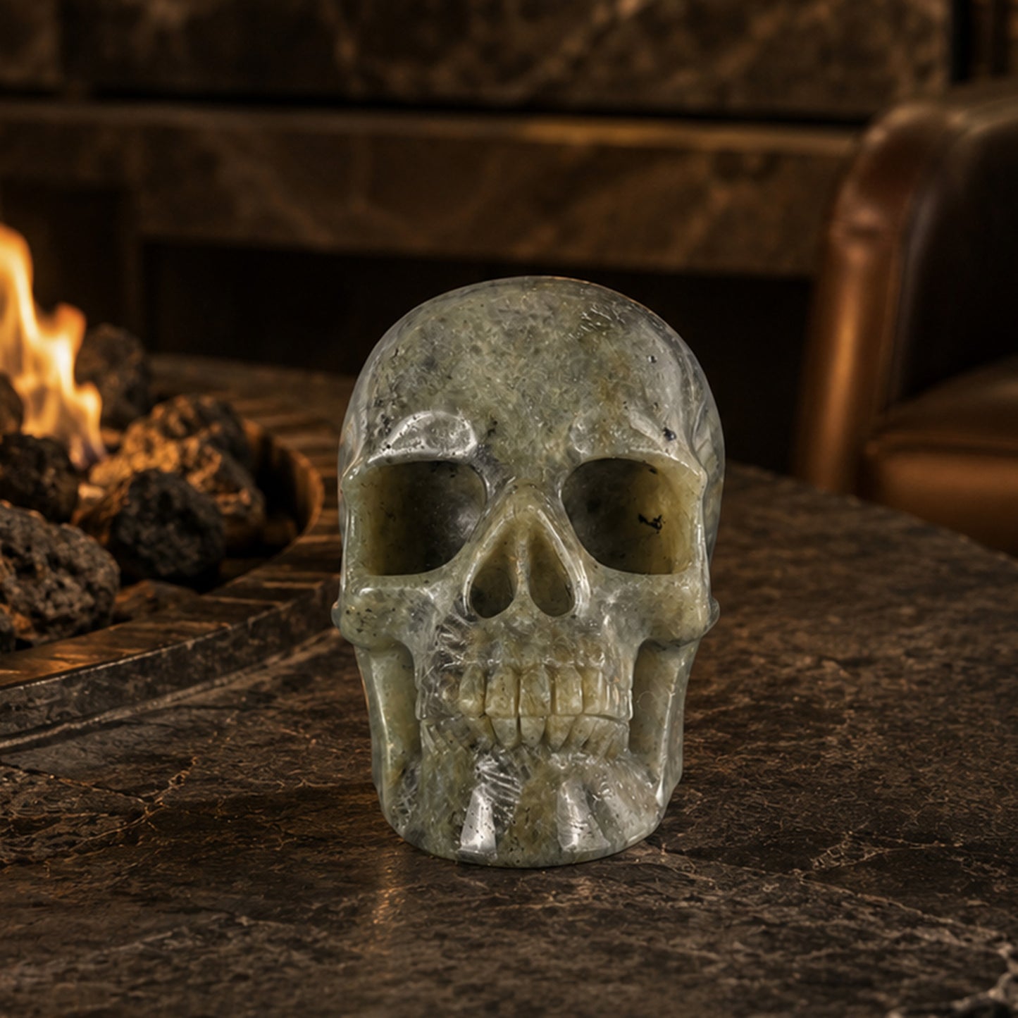 4.5 Inch Grey Labradorite Crystal Skull – Hand Carved Natural Stone
