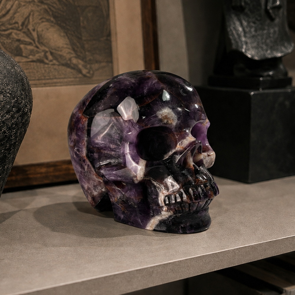 4.5 Inch Dream Amethyst Crystal Skull – Hand Carved Natural Gemstone