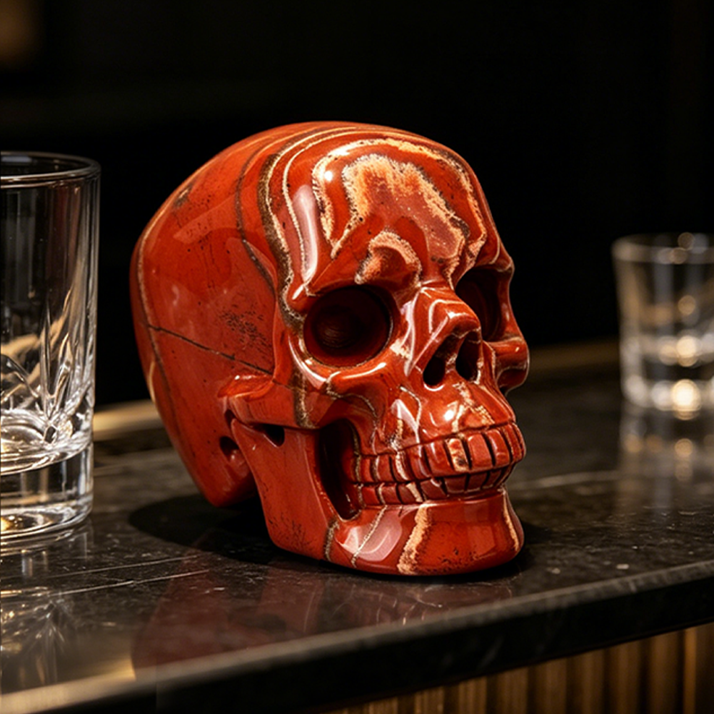 3" Red Jasper Crystal Skull - Pattern D