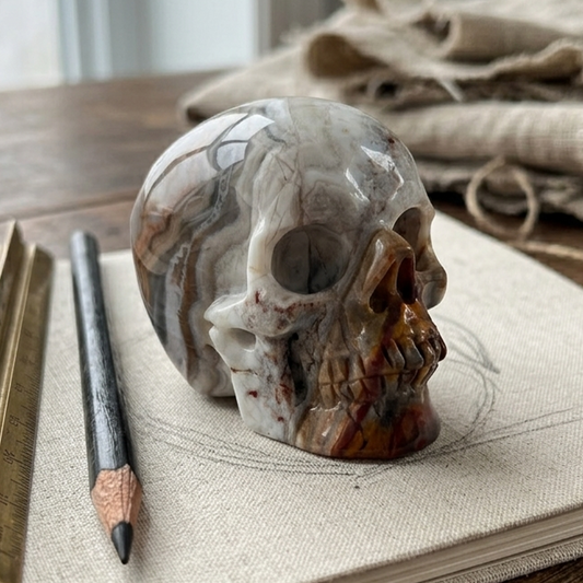 3" Red Crazy Lace Agate Crystal Skull - Pattern C