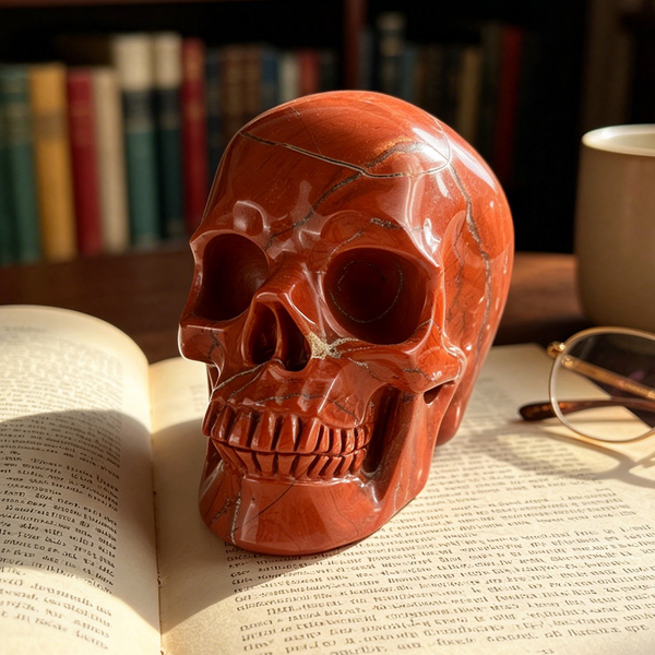 4.5 Inch Red Jasper Crystal Skull-Hand Carved Natural Gemstone