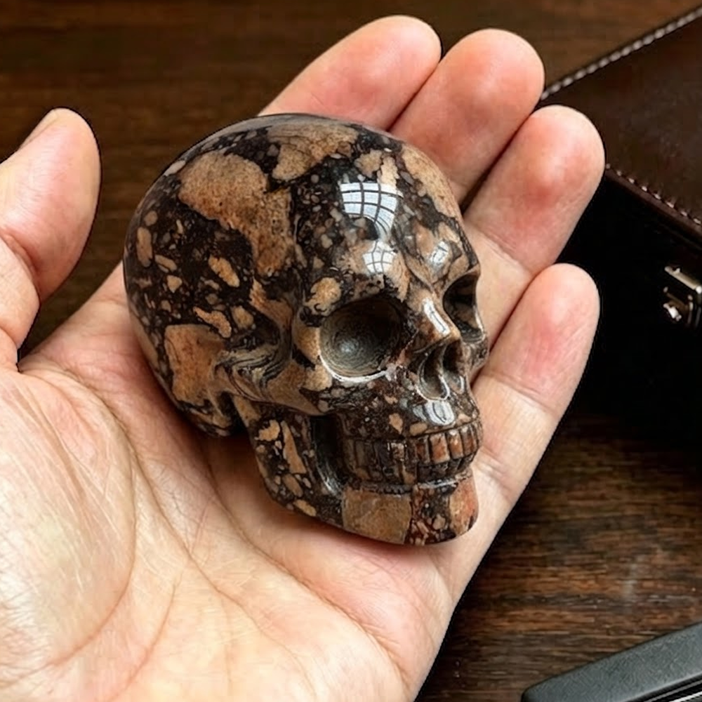 2" Brecciated Red Jasper Crystal Skull - Pattern B