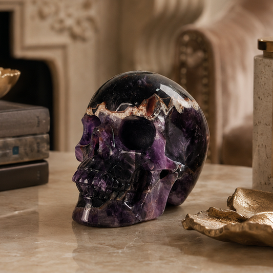 4.5" Dream Amethyst Crystal Skull-Pattern A