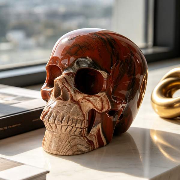 4.5 Inch Red Jasper Crystal Skull-Hand Carved Natural Gemstone