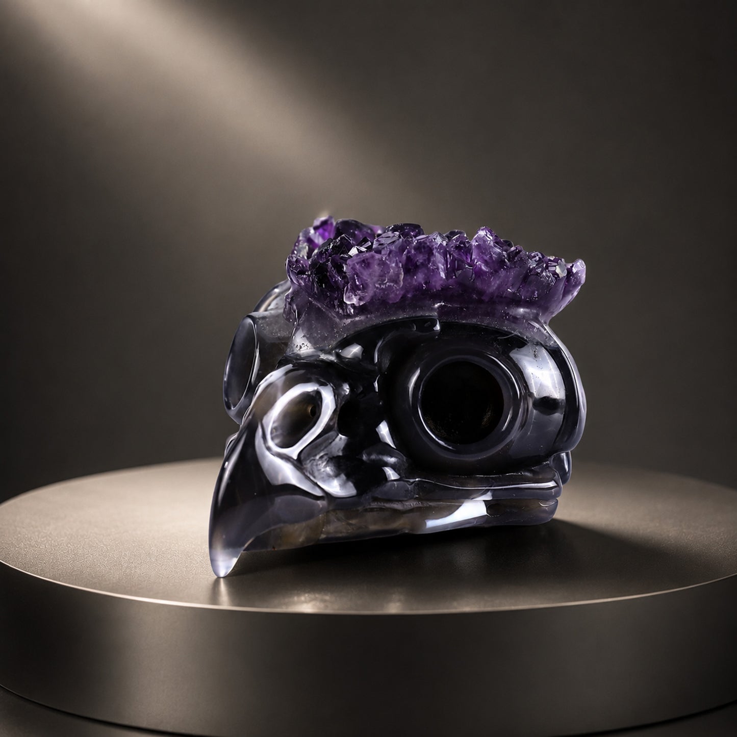 ‘Night Watcher’ - Amethyst Cluster Owl Skull · Specimen No. 35