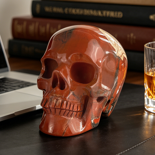 4.5" Red Jasper Crystal Skull - Pattern A