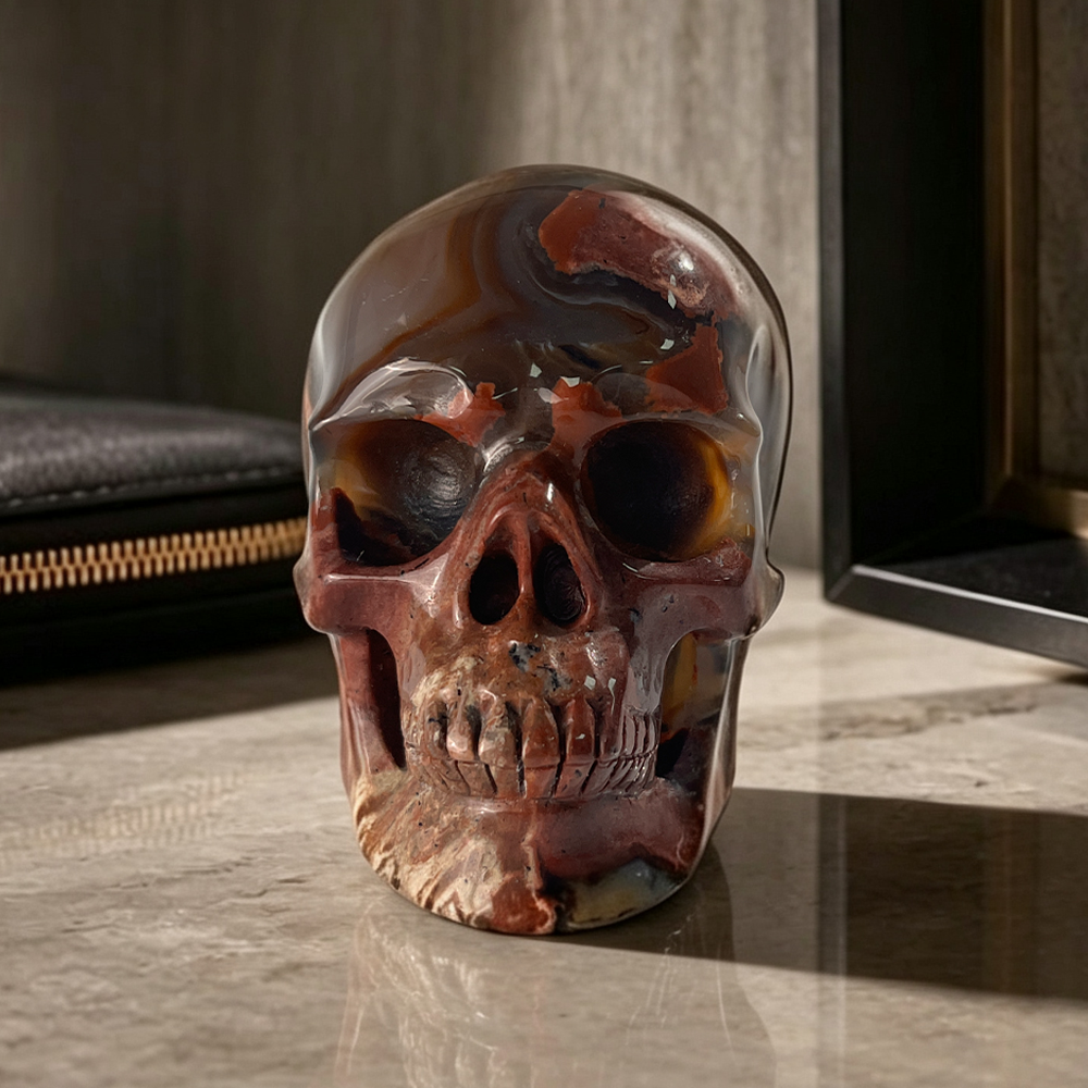 3" Volcanic Agate Crystal Skull