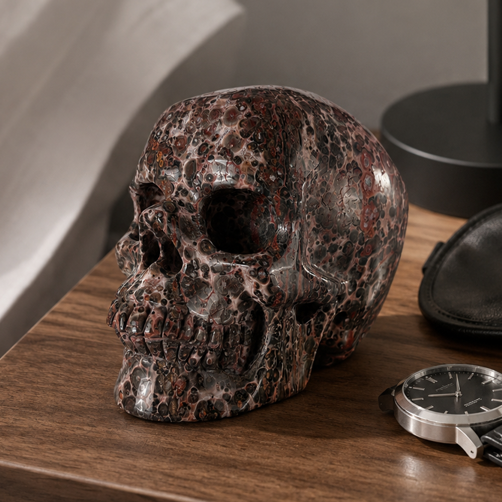 4.5" Red Leopard Skin Jasper Crystal Skull
