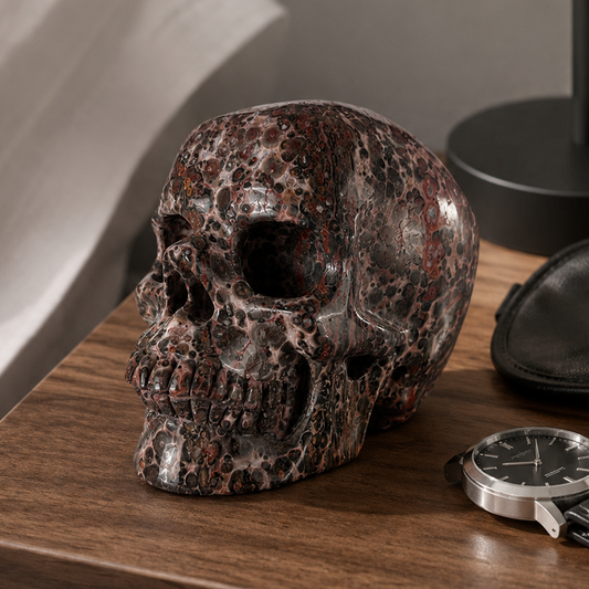 4.5" Red Leopard Skin Jasper Crystal Skull