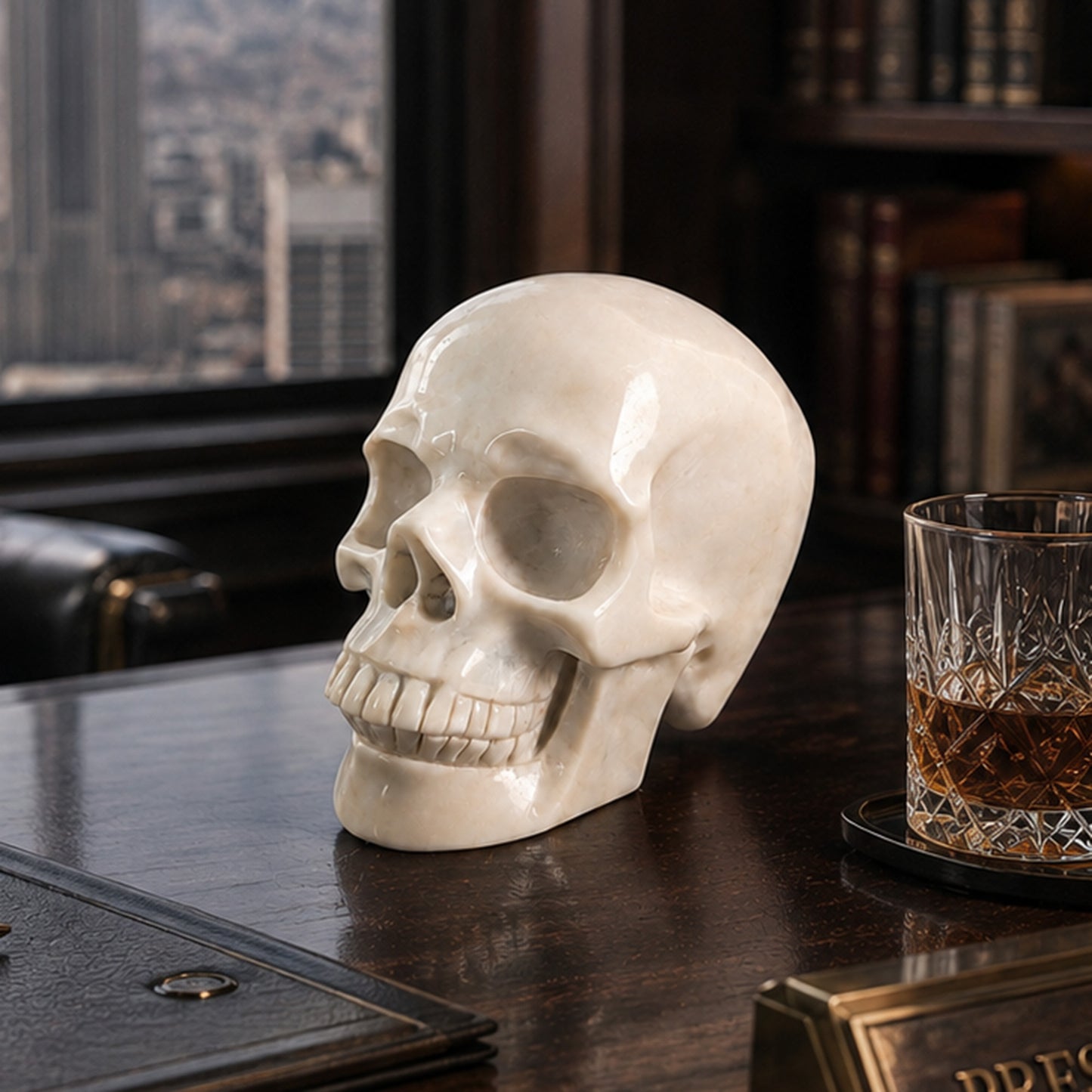 4.5" Ivory Jade Crystal Skull - Pattern A
