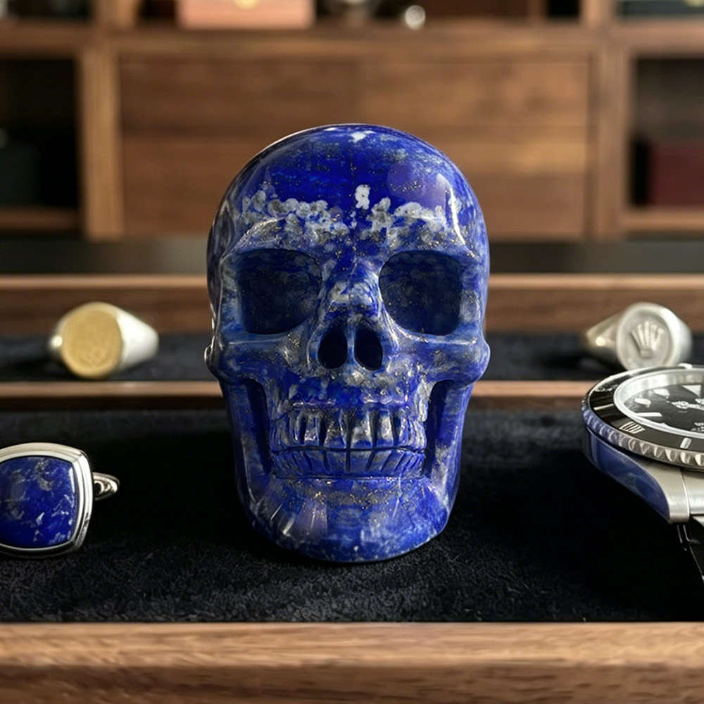 3 inch Lapis Lazuli Crystal Skull – Hand Carved Natural Stone