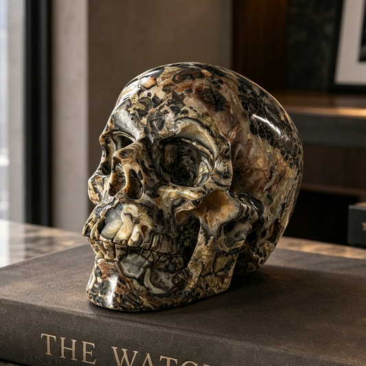 4.5" Money Agate Crystal Skull - Pattern B