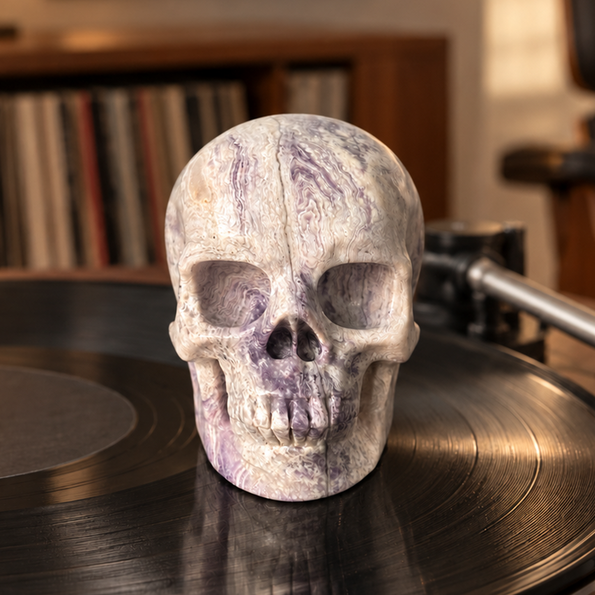 3" Purple Peacock Stone Crystal Skull - Pattern I