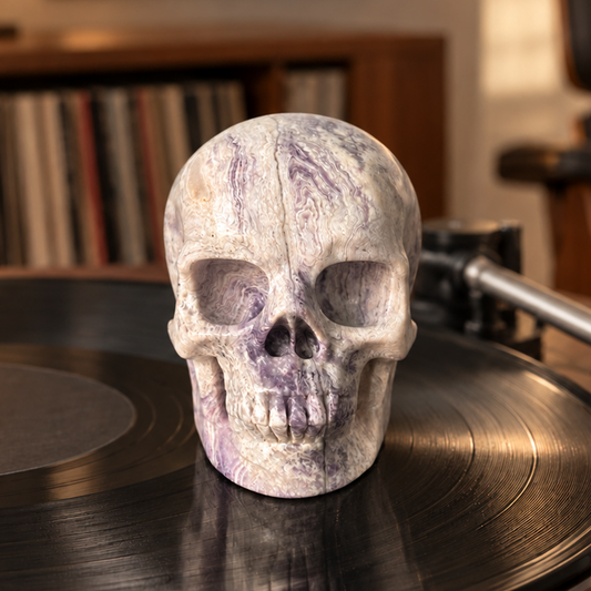 3" Purple Peacock Stone Crystal Skull - Pattern I