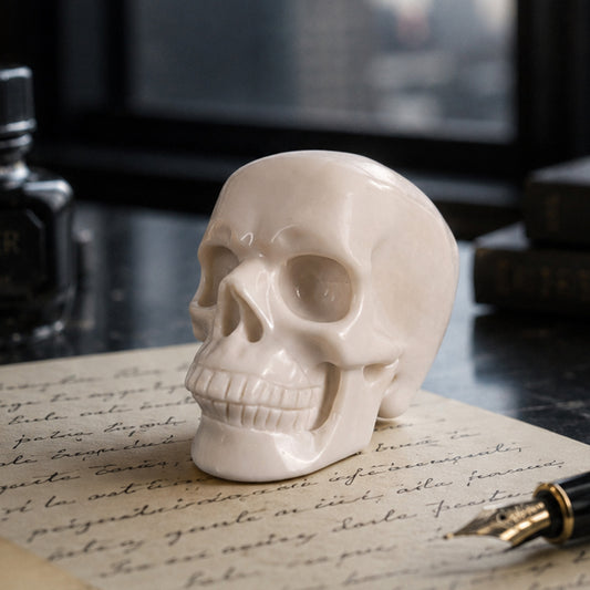 3" Ivory Jade Crystal Skull - Pattern A