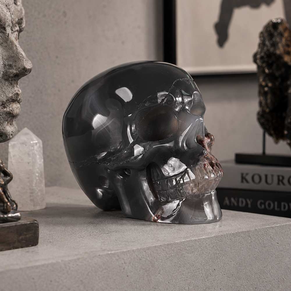 4.5" Volcanic Agate Crystal Skull