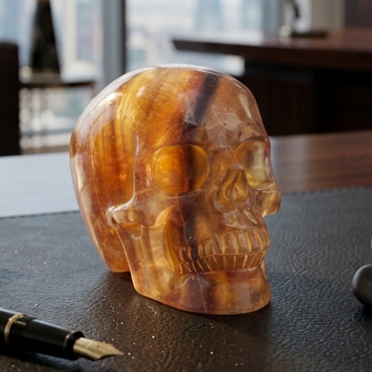 3 Inch Fluorite Crystal Skull – Hand Carved Natural Stone