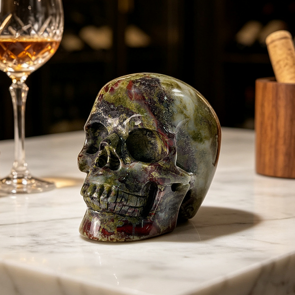 3 Inch Dragon Bloodstone Crystal Skull – Hand Carved Natural Stone