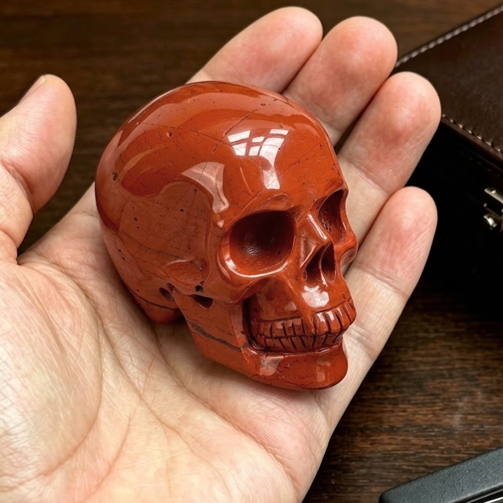 2 Inch Red Jasper Crystal Skull - Hand Carved Natural Stone