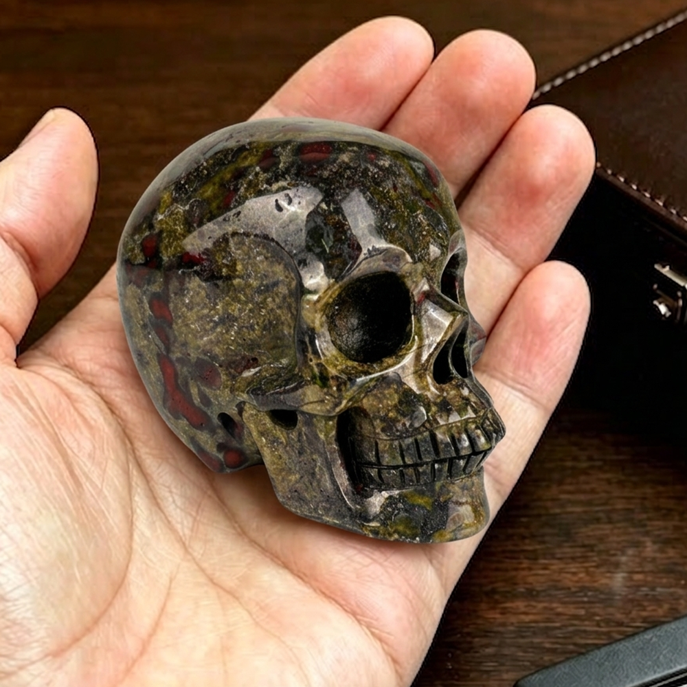 2 Inch Dragon Bloodstone Crystal Skull – Mini Gemstone Skull