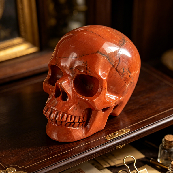 4.5 Inch Red Jasper Crystal Skull-Hand Carved Natural Gemstone