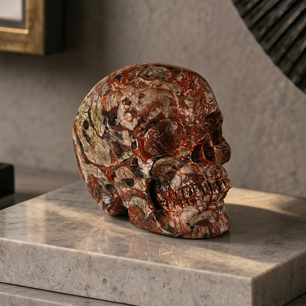 3" Money Agate Crystal Skull - Pattern C