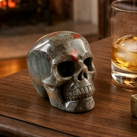 3" African Bloodstone Crystal Skull - Pattern A