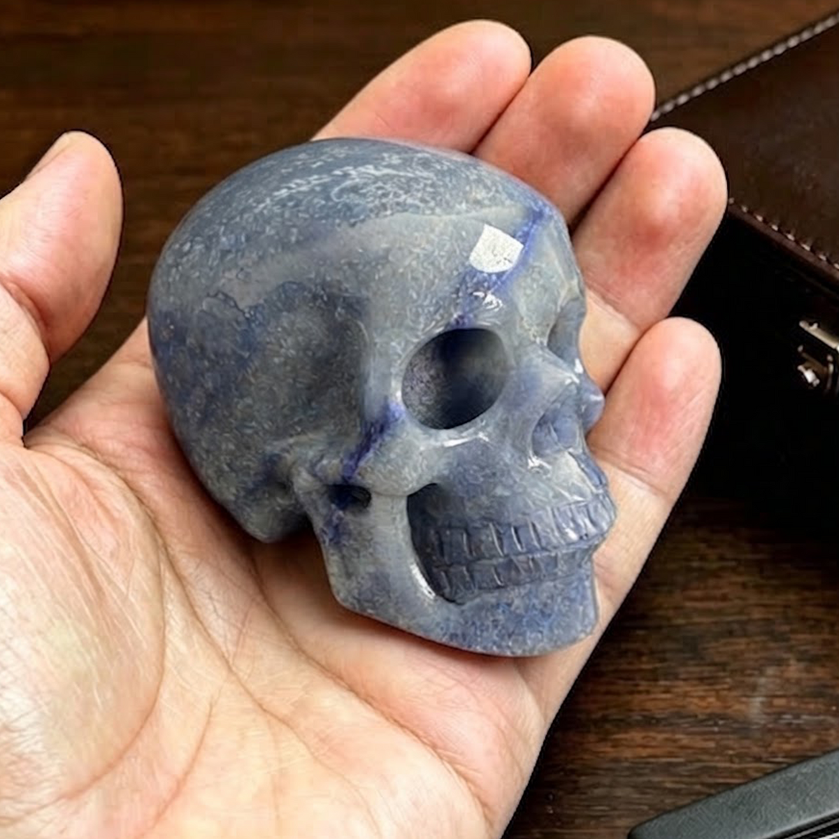 2" Blue Aventurine Crystal Skull - Pattern G