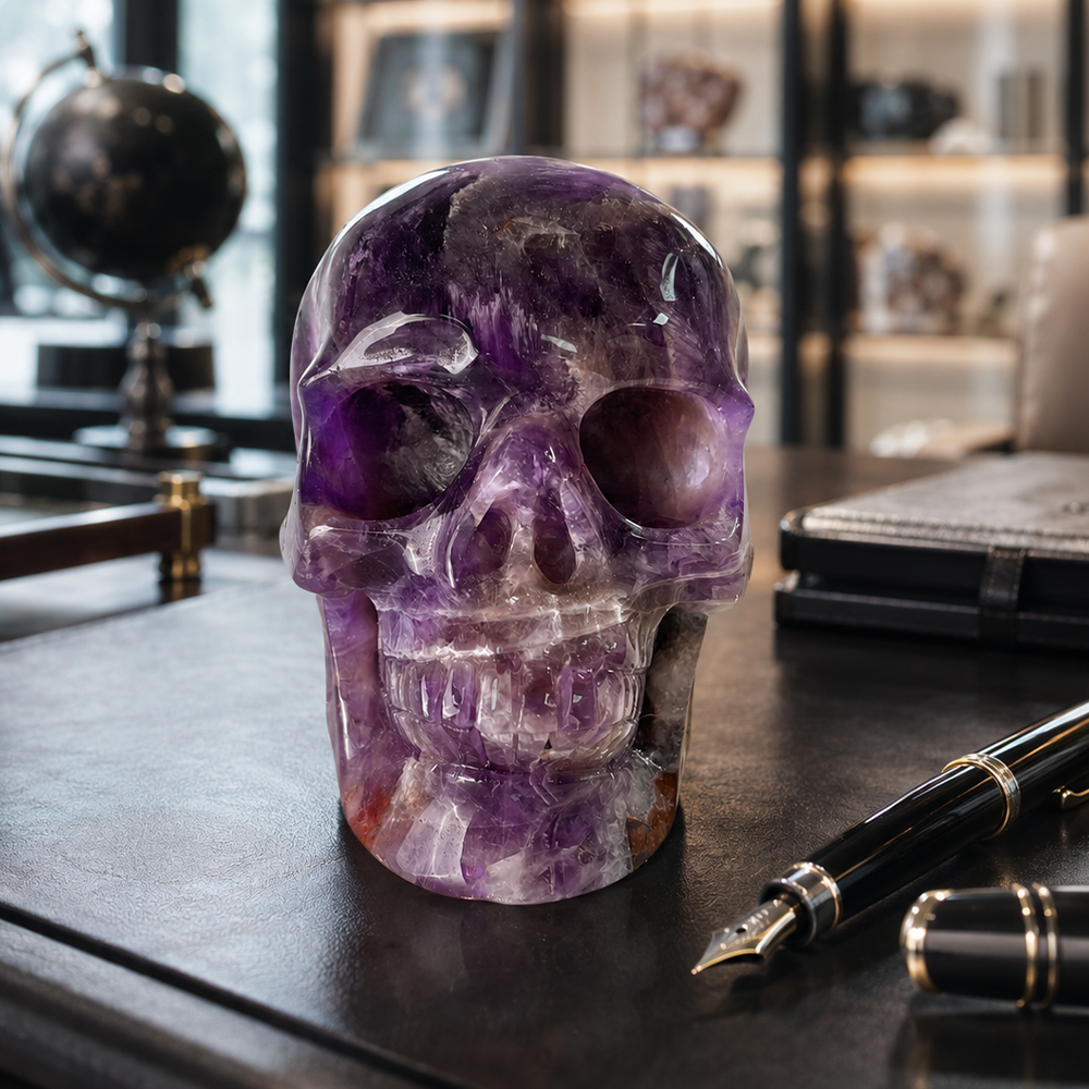 4.5 Inch Dream Amethyst Crystal Skull – Hand Carved Natural Gemstone