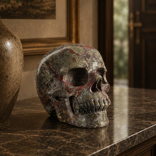 4.5" Dragon Bloodstone Crystal Skull - Pattern C
