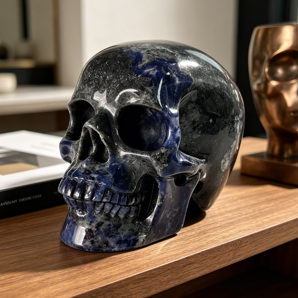 4.5 Inch Blue Lace Agate Crystal Skull – Hand Carved Natural Stone