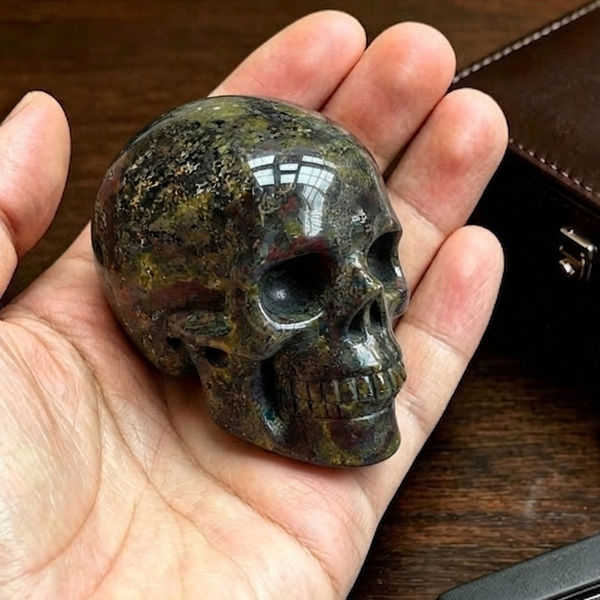 2 Inch Dragon Bloodstone Crystal Skull – Mini Gemstone Skull