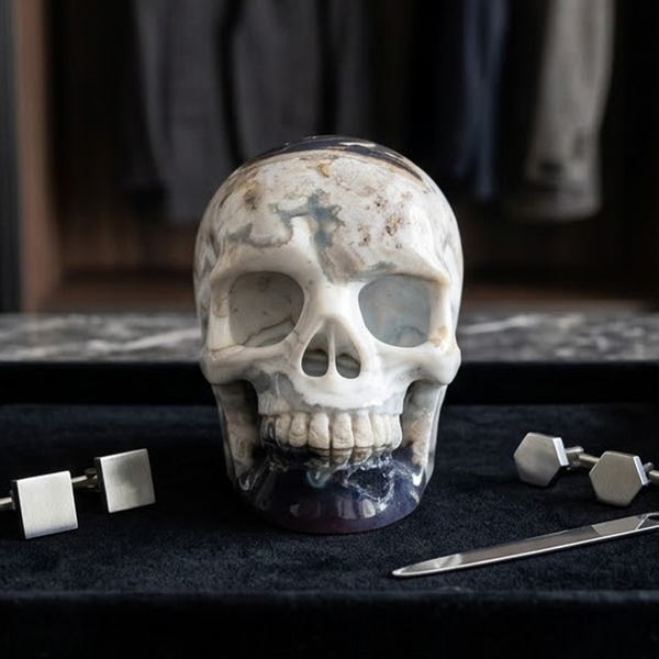 3 Inch Red Crazy Lace Agate Crystal Skull – Hand Carved Natural Stone