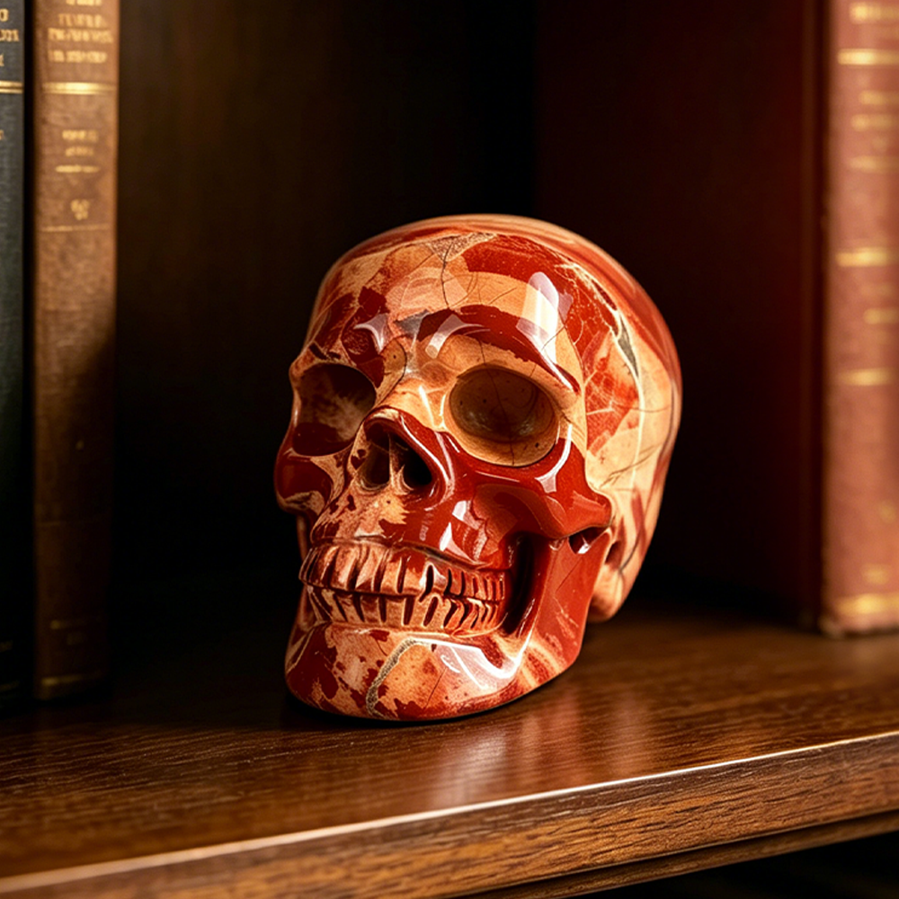 7,6 cm großer Totenkopf aus rotem Jaspiskristall