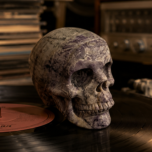 3 inch Purple Peacock Stone Crystal Skull - Hand Carved Gemstone