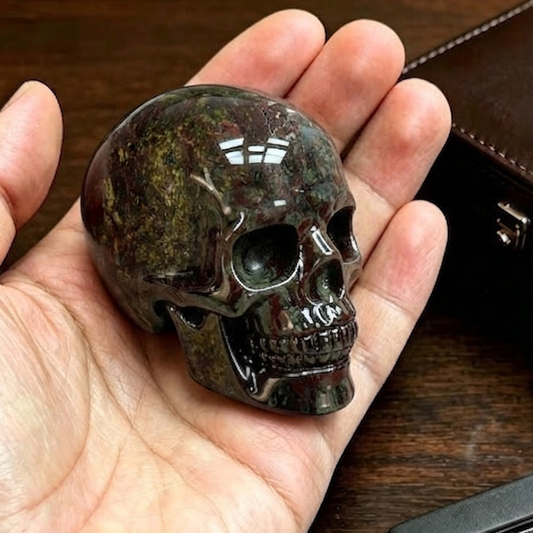 2" Dragon Bloodstone Crystal Skull – Pattern A