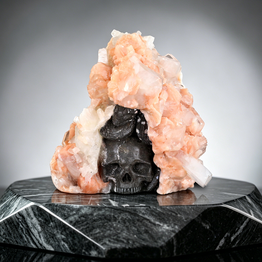 ‘The Janus Portal’ - Apophyllite & Stilbite Geode with Double-Sided Serpent and Skull · Specimen No. 05