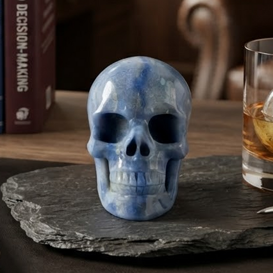 3 Inch Blue Aventurine Crystal Skull – Hand Carved Natural Gemstone