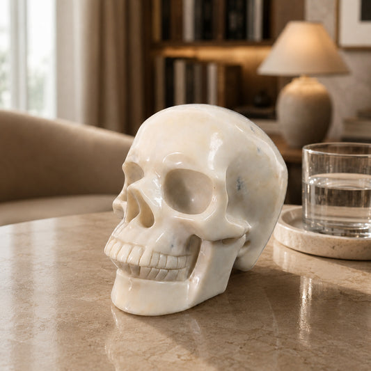 4.5" Ivory Jade Crystal Skull - Pattern C