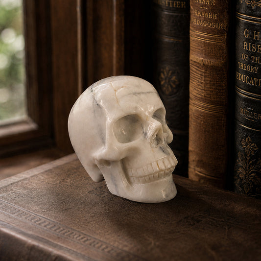3" Ivory Jade Crystal Skull - Pattern D