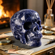 Crâne en cristal d'agate dentelle bleue de 11,4 cm (4,5 pouces) – Pierre naturelle sculptée à la main