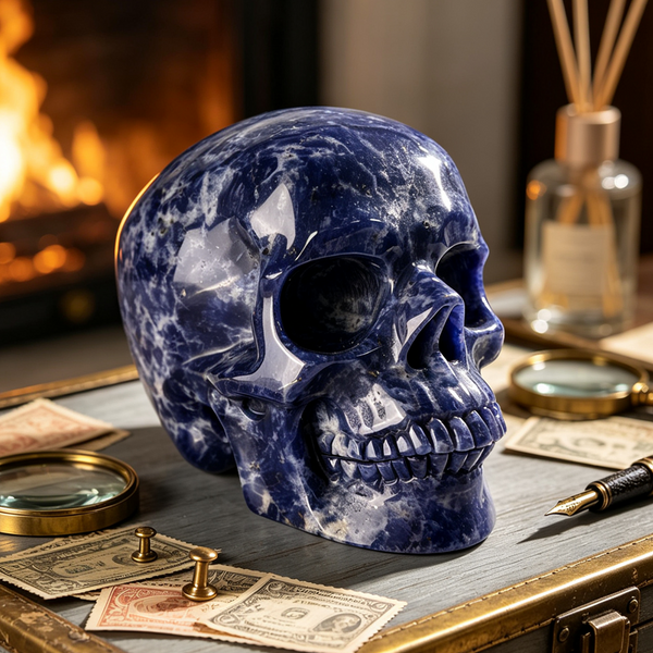 4.5 Inch Blue Lace Agate Crystal Skull – Hand Carved Natural Stone