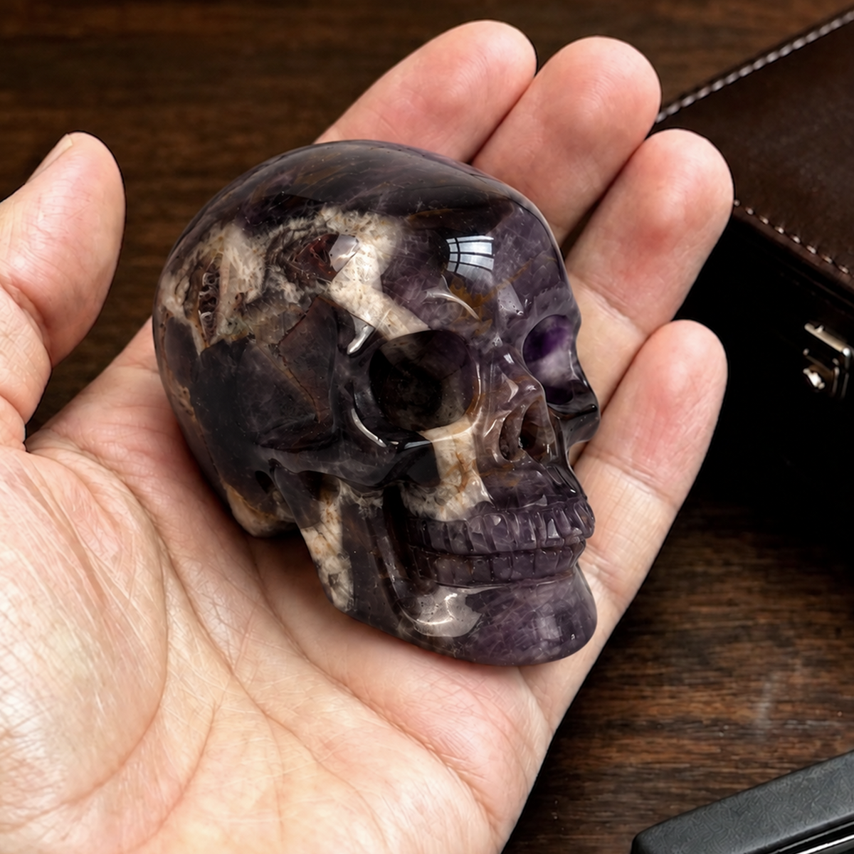 2" Dream Amethyst Crystal Skull - Pattern H