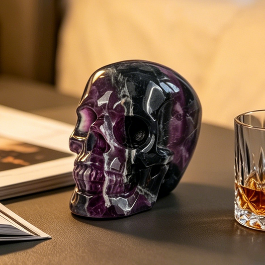 3 Inch Fluorite Crystal Skull – Hand Carved Natural Stone