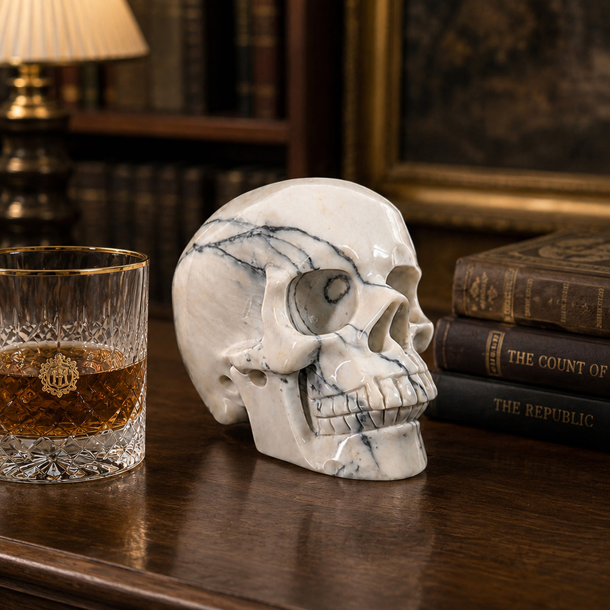4.5" Ivory Jade Crystal Skull - Pattern B